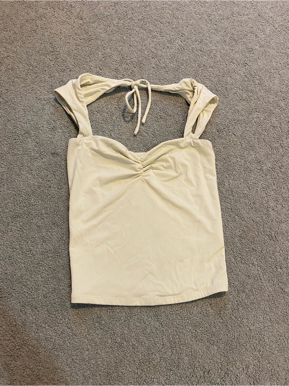 Garage Cream Tie-Back Crop Tank